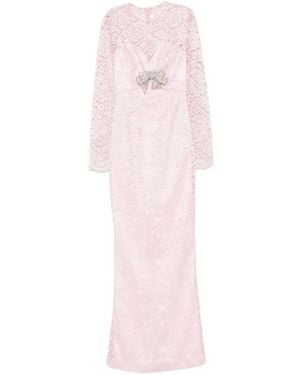 SILK LOVE & LACE Bow-Detail Lace Dress - Pink