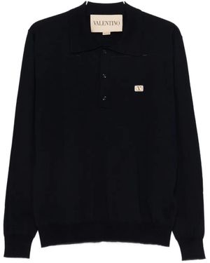 Valentino Garavani Logo-Plaque Polo Shirt - Black