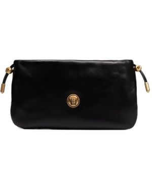 Versace Tag Drawstring Shoulder Bag - Black