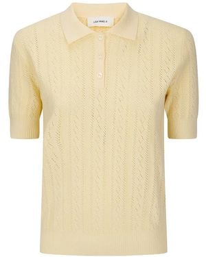 Lisa Yang Cristine Buttoned Polo Top - Natural