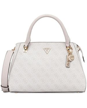 Guess Logo-Plaque Satchel Bag - White