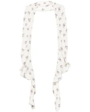 Dorothee Schumacher Ruffled Floral-Print Scarf - White