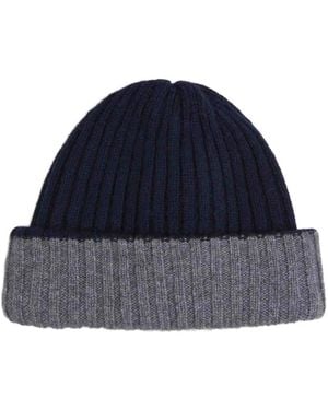 Fedeli Ribbed-Knit Cashmere Beanie Hat - Blue