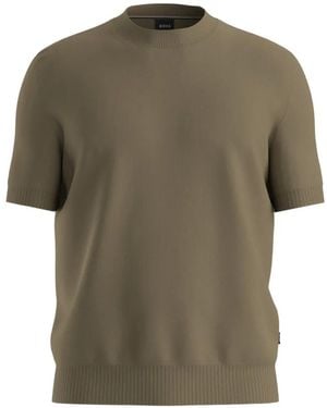 BOSS Ribbed Short-Sleeve T-Shirt - Green