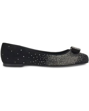 Ferragamo Vara Bow Ballerina Shoes - Black