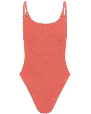 Hunza G Camille Crinkle-Effect Swimsuit - Red