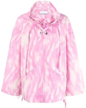 Ganni Oversized Tech Pullover Jacket - Pink