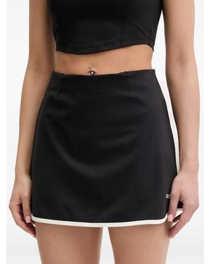 Guess Contrast-Trim Logo-Print Skirt - Black