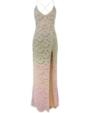 Philipp Plein Beaded Wave Long Dress - White