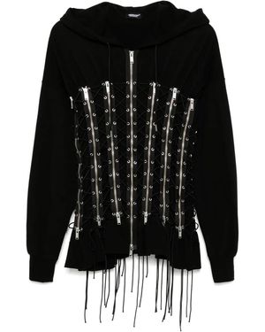 Undercover Eyelet Hoodie - Black