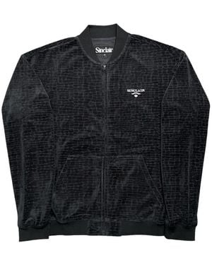 Sinclair Croc-Jacquard Velour Bomber Jacket - Black