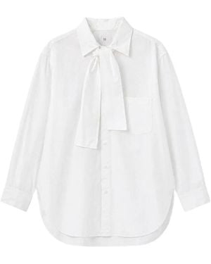 Y's Yohji Yamamoto Chemise À Col Noué Et Poche Poitrine - White