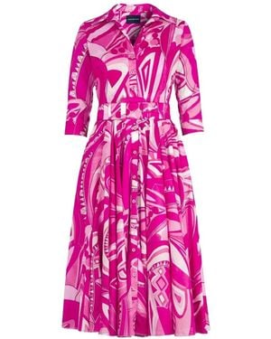 Samantha Sung Aster Belted Abstract-Print Maxi Dress - Pink