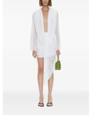Christopher Esber Ripple Draped Long-Sleeve Mini Dress - Blanc