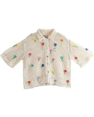 Péro Floral Crochet Shirt - White