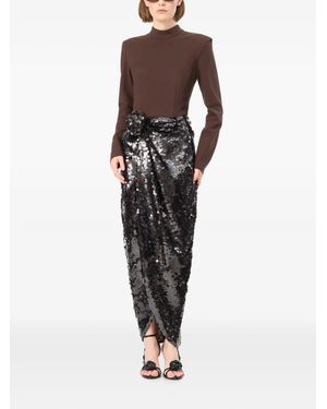 ROTATE BIRGER CHRISTENSEN Robe Mi-Longue À Détail Noué - Black