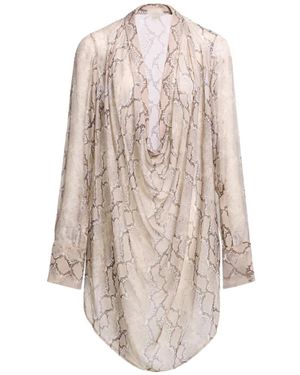 Elie Saab Blouse Drapée À Imprimé Peau De Python - White
