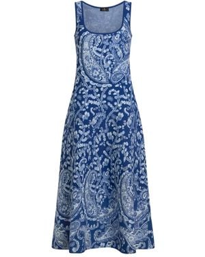 Etro Midi Knit Dress With Scoop Neck - Blue