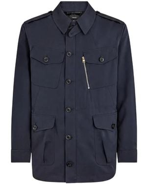 Tom Ford Sobrecamisa Con Detalle De Cremallera Y Múltiples Bolsillos - Azul