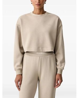 Guess Brianna Logo-Embroidered Cropped Sweatshirt - Natural