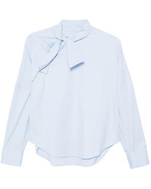 Xacus Camisa Tansi Con Lazo En El Cuello De Manga Larga - Azul