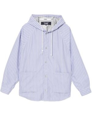 Comme des Garçons Striped Hooded Jacket - White