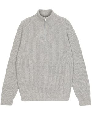John Smedley Gerippter Pullover mit Reißverschluss - Grau