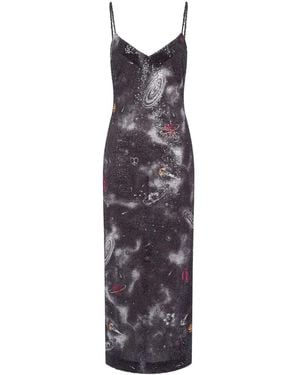 Moschino Abito Lungo Con Stampa - Viola