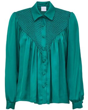 Loretta Caponi Blouse Milvia À Fronces - Green