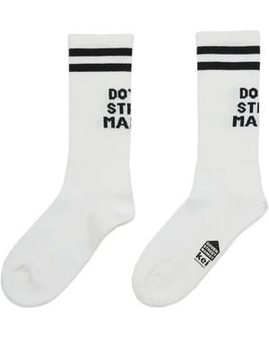 Dover Street Market Logo-Intarsia Striped Socks - White