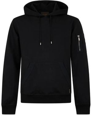 Moorer Zip-Pocket Drawstring Hoodie - Black