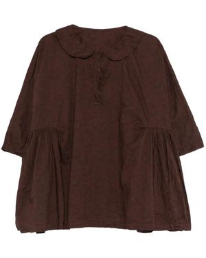 Daniela Gregis Round-Ollar Crinkled Blouse - Brown