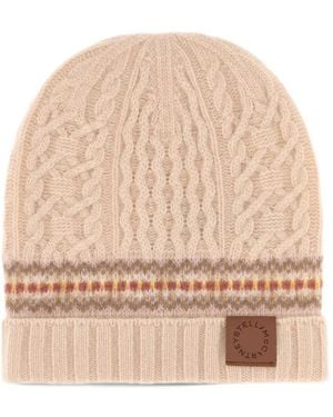 Stella McCartney Fair Isle Knitted Beanie - Natural