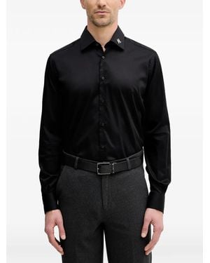 KARL LAGERFELD Embroidered-Logo Shirt - Black