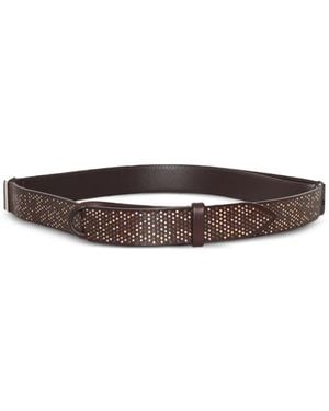 Orciani Stud-Embellished Leather Belt - White
