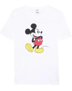 Liu Jo Mickey Mouse Rhinestone-Embellished T-Shirt - White