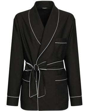 Dolce & Gabbana Contrast-Trim Bathrobe - Black