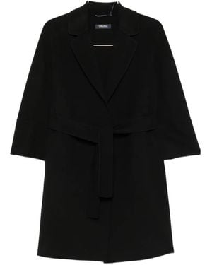 Max Mara Arona Belted Notch-Lapel Coat - Black