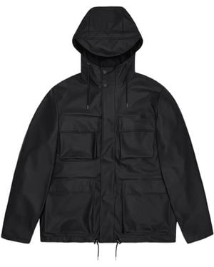 Rains Pocket Hooded Jacket - Black