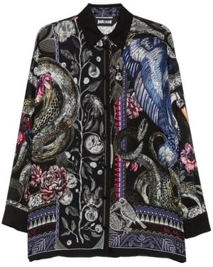 Just Cavalli Animal-Print Long-Sleeve Shirt - Black