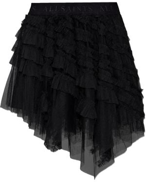 AllSaints Jayde Ruffled Tulle Skirt - Black