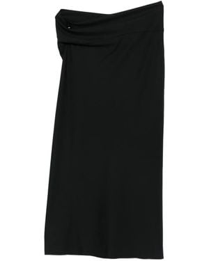 Alberta Ferretti Draped-Detail Midi Skirt - Black