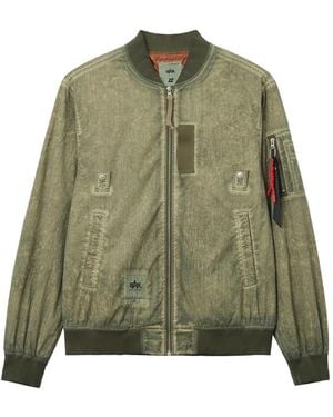 Izzue Ribbed Bomber Jacket - Green