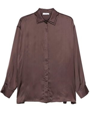 PT Torino Chemise En Satin - Marron