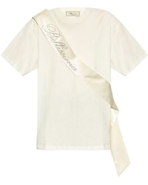 Blumarine Logo-Embellished T-Shirt - Natural