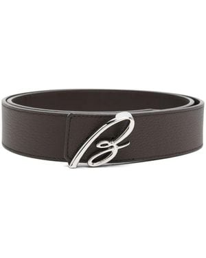 Brioni Logo-Buckle Belt - Grey