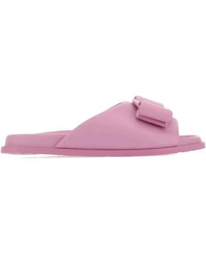 Ferragamo Bow-Detail Leather Flat Sandals - Pink