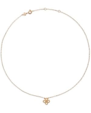 Tory Burch Forget Me Not Clover Pendant Necklace - White
