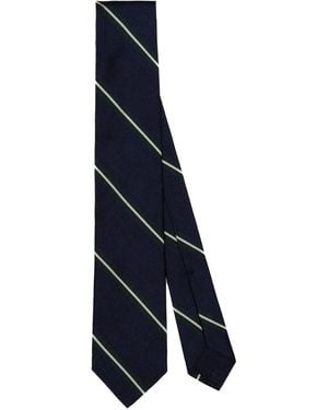 MARINO Striped Silk Tie - Blue