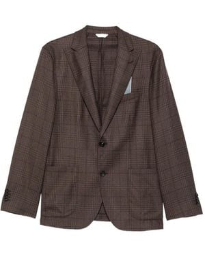 Boglioli Check-Pattern Virgin-Wool Blazer - White